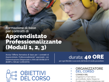 Apprendistato professionalizzante: in partenza le attività di formazione