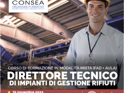 Corso di formazione in modalità mista (fad + aula) per direttore tecnico di impianti di gestione rifiuti
